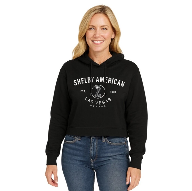 Shelby American Ladies Crop Hoody- Black
