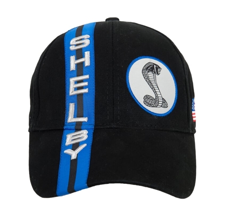 Blue Double Stripe Black Hat