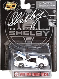 1:64 2011 Ford  Shelby GT350 White w/ Blue Stripes