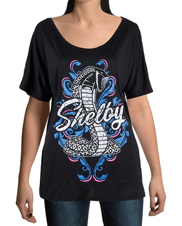 Shelby Womens Blaze Slouchy Black T-Shirt