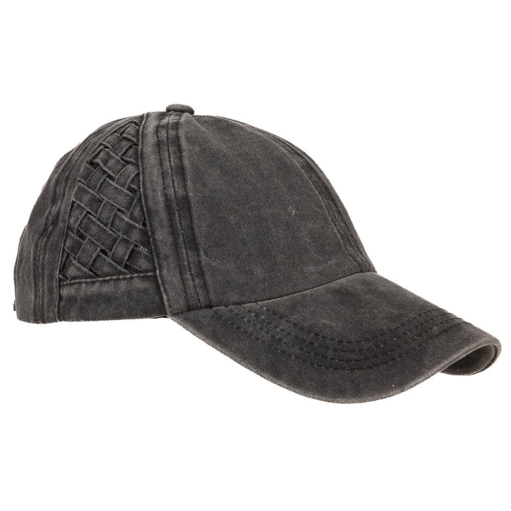 Shelby Ladies Woven Ponytail Hat- Black