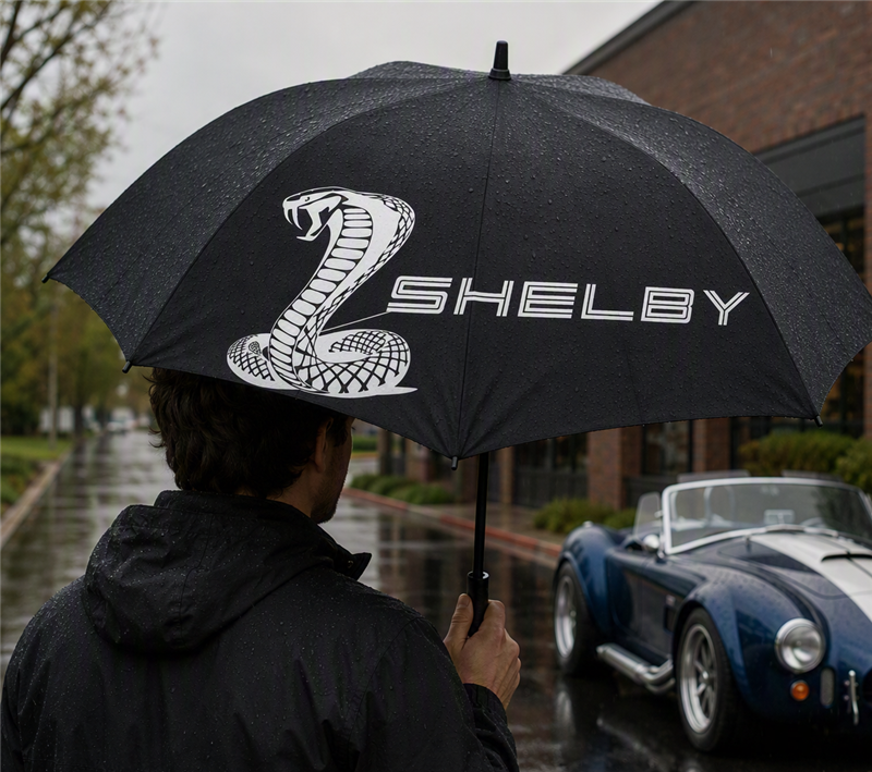 42" Shelby Travel Umbrella- Black/Blue/White