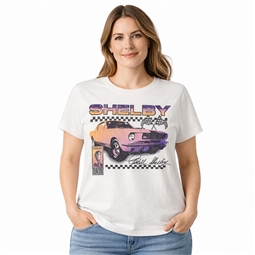 Shelby Ladies GT350 Distressed Tee- White