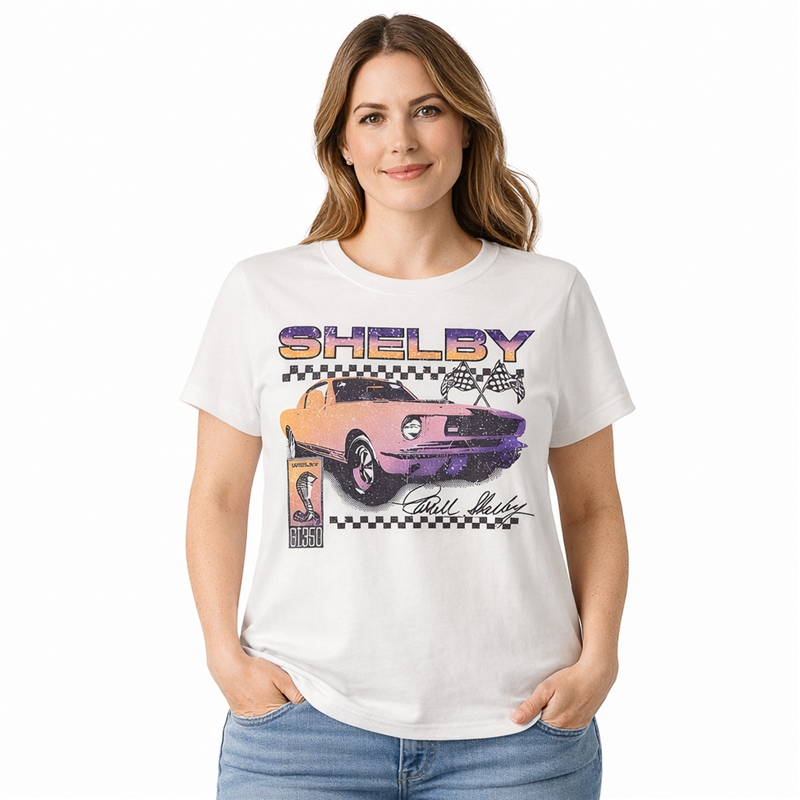 Shelby Ladies GT350 Distressed Tee- White
