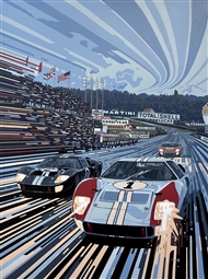 1966 Le Mans GT40's Art Poster - 20" x 26.5"