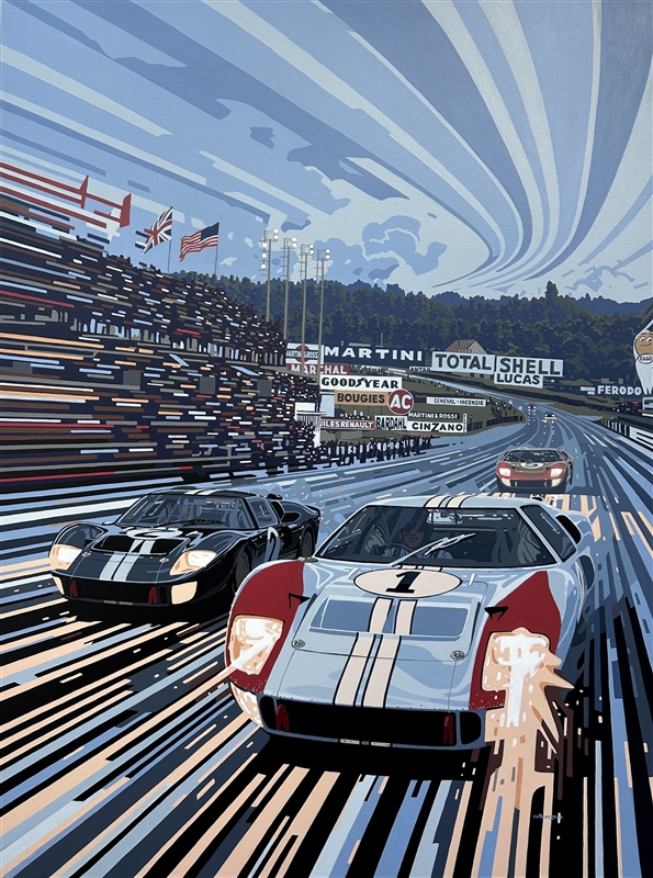 1966 Le Mans GT40's Art Poster - 20" x 26.5"