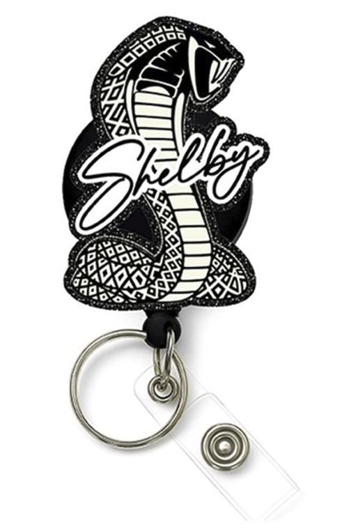 Shelby Snake  Glitter Retractable Badge Holder