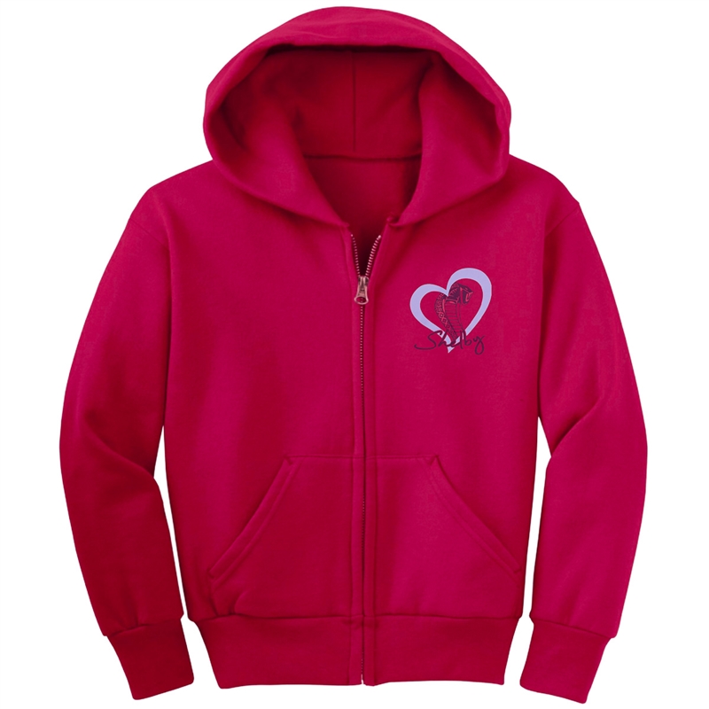 Shelby Heart Girls Youth Full Zip Hoody- Hot Pink