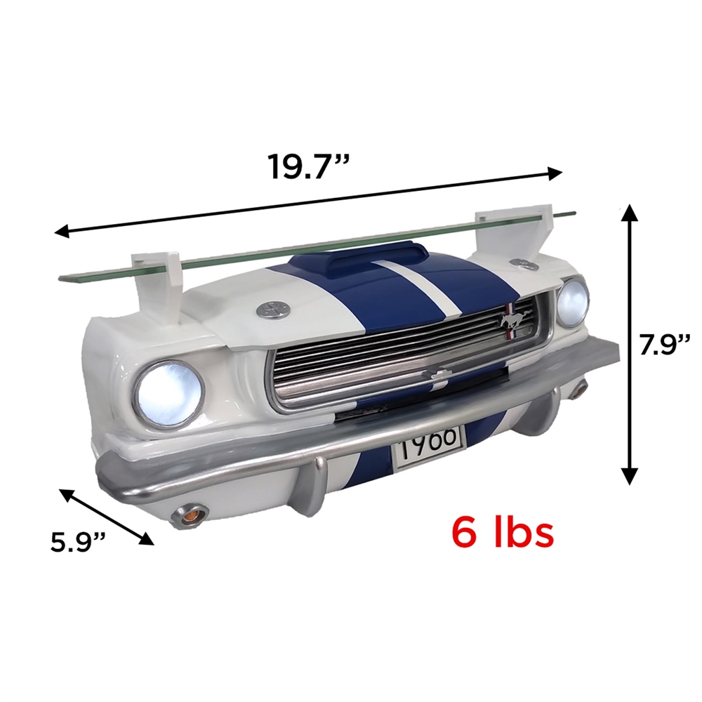 1966 Shelby GT350 Mustang 3D Wall Shelf- Wht/Blue
