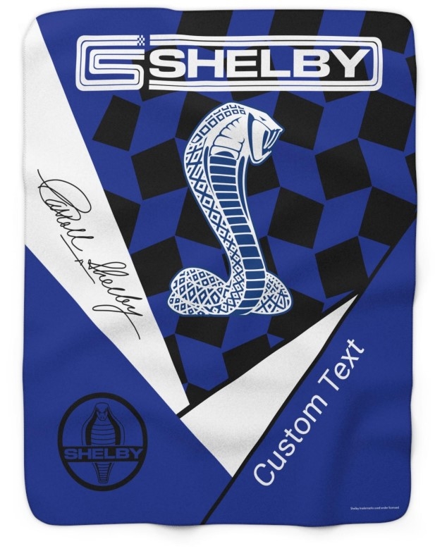 Shelby Snake Checkered Lightweight Personalized Blanket-Black/Blue/White