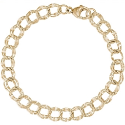 Classic Double Curb Link Charm Bracelet - GOLD OR SILVER