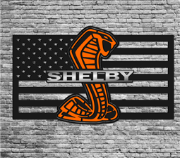 Shelby Flag Metal Cutout Color Sign