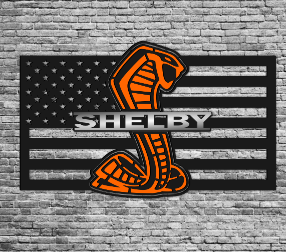 Shelby Flag Metal Cutout Color Sign