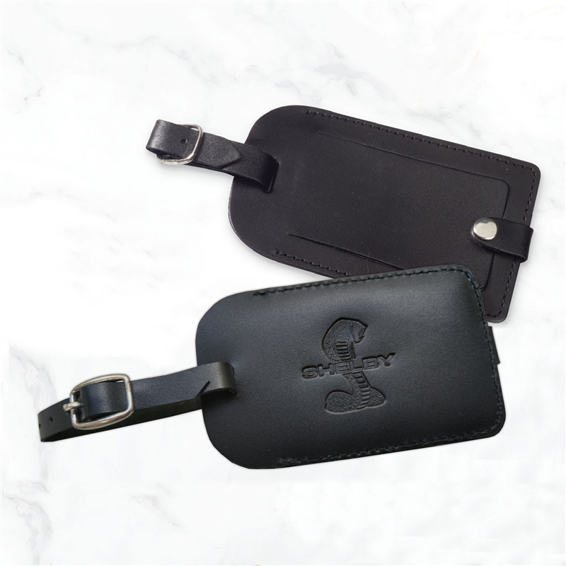 Shelby Black Leather Luggage Tag