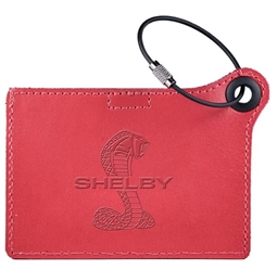 Shelby Red Leather Luggage Tag