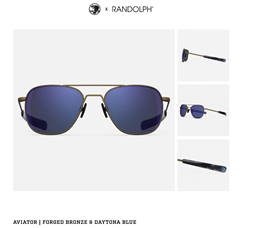 Randolph x Shelby  Aviator Sunglasses - Forged Bronze & Daytona Blue