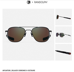 Randolph x Shelby  Aviator Sunglasses - Black Chrome & Octane