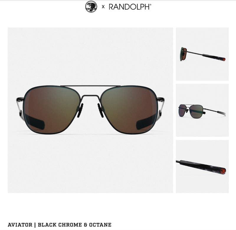 Randolph x Shelby  Aviator Sunglasses - Black Chrome & Octane