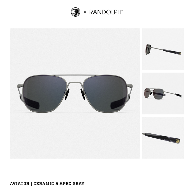 Randolph x Shelby  Aviator Sunglasses - Ceramic & Apex Gray