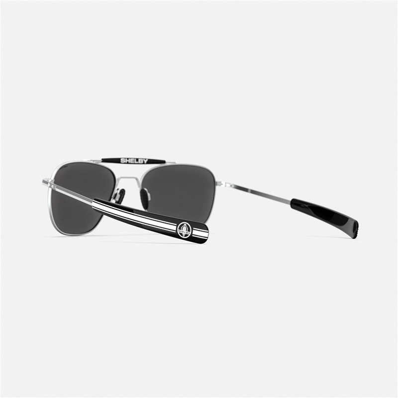 Randolph x Shelby Aviator II Sunglasses - Matte Chrome/Black