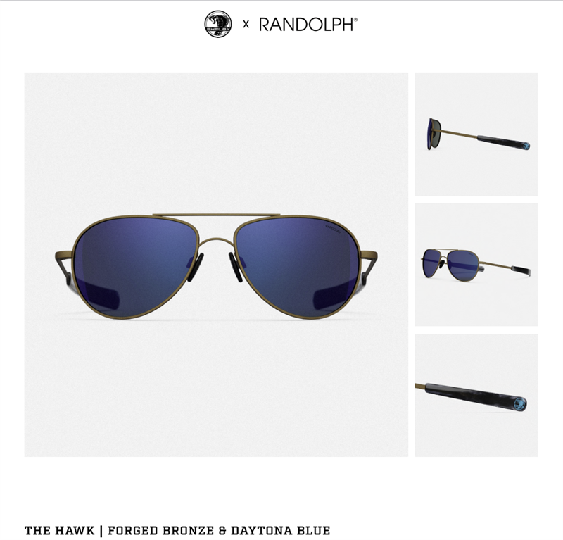 Randolph x Shelby  Hawk Sunglasses - Forged Bronze & Daytona Blue
