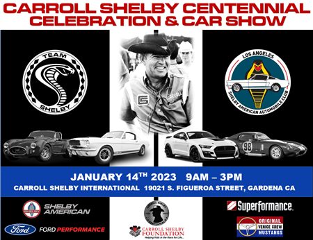 Carroll Shelby Centennial Celebration & Car Show Event flyer