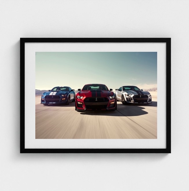 Shelby GT500 3 Mustangs Front Framed Print