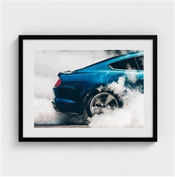 Shelby Blue Mustang Smokeout Framed Print