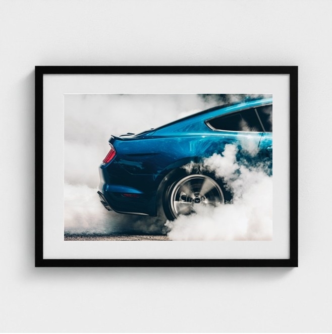 Shelby Blue Mustang Smokeout Framed Print