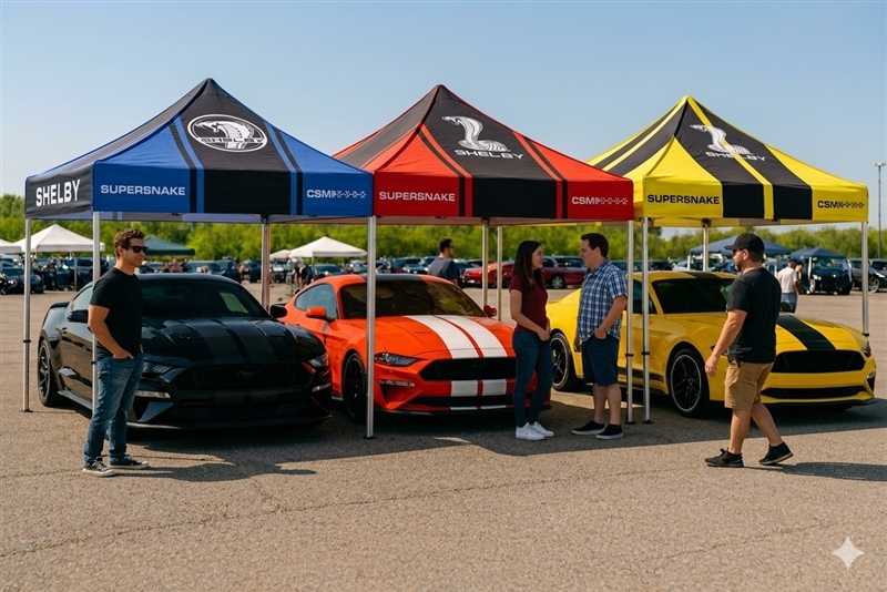 Custom Shelby Snake Stripe 10'x10' Pop Up Tent (AVAILABLE IN MULTIPLE COLOR OPTIONS)