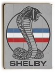 Red, White & Blue Shelby Snake on Weathered Grey Wooden Sign