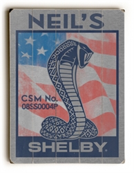 Customized US Flag Shelby Snake Wooden Sign
