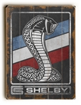 Red, White & Blue Shelby Snake on Weathered Black Wooden Sign