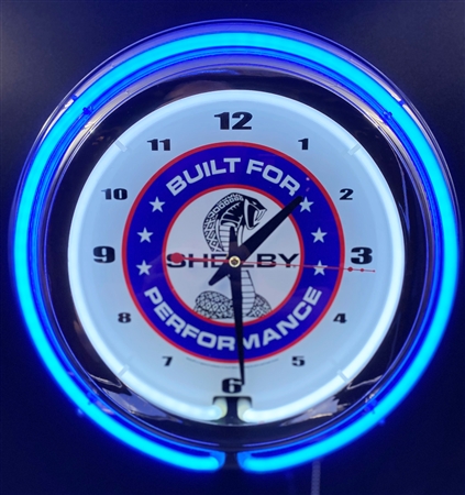15" Blue Neon Built for Performance Clock