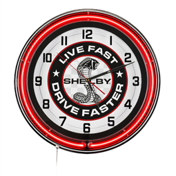 19" Red Neon Live Fast Drive Faster Clock