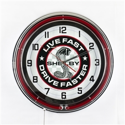19" Red Neon Live Fast Drive Faster Clock