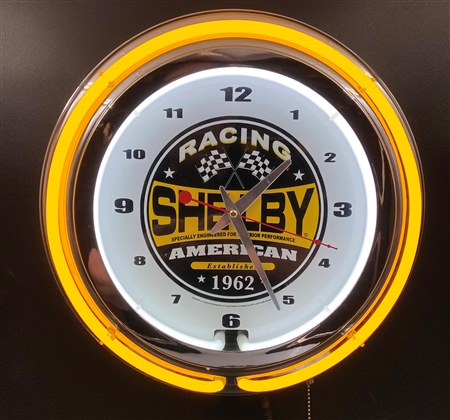 15" Yellow Shelby American Racing Clock