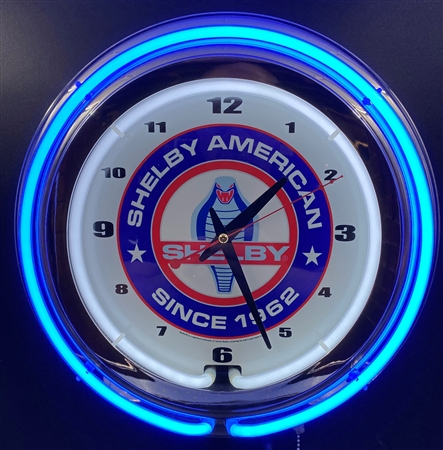 15" Blue Neon Shelby American Clock