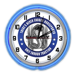 Shelby Horsepower Traction Clock- Blue Neon